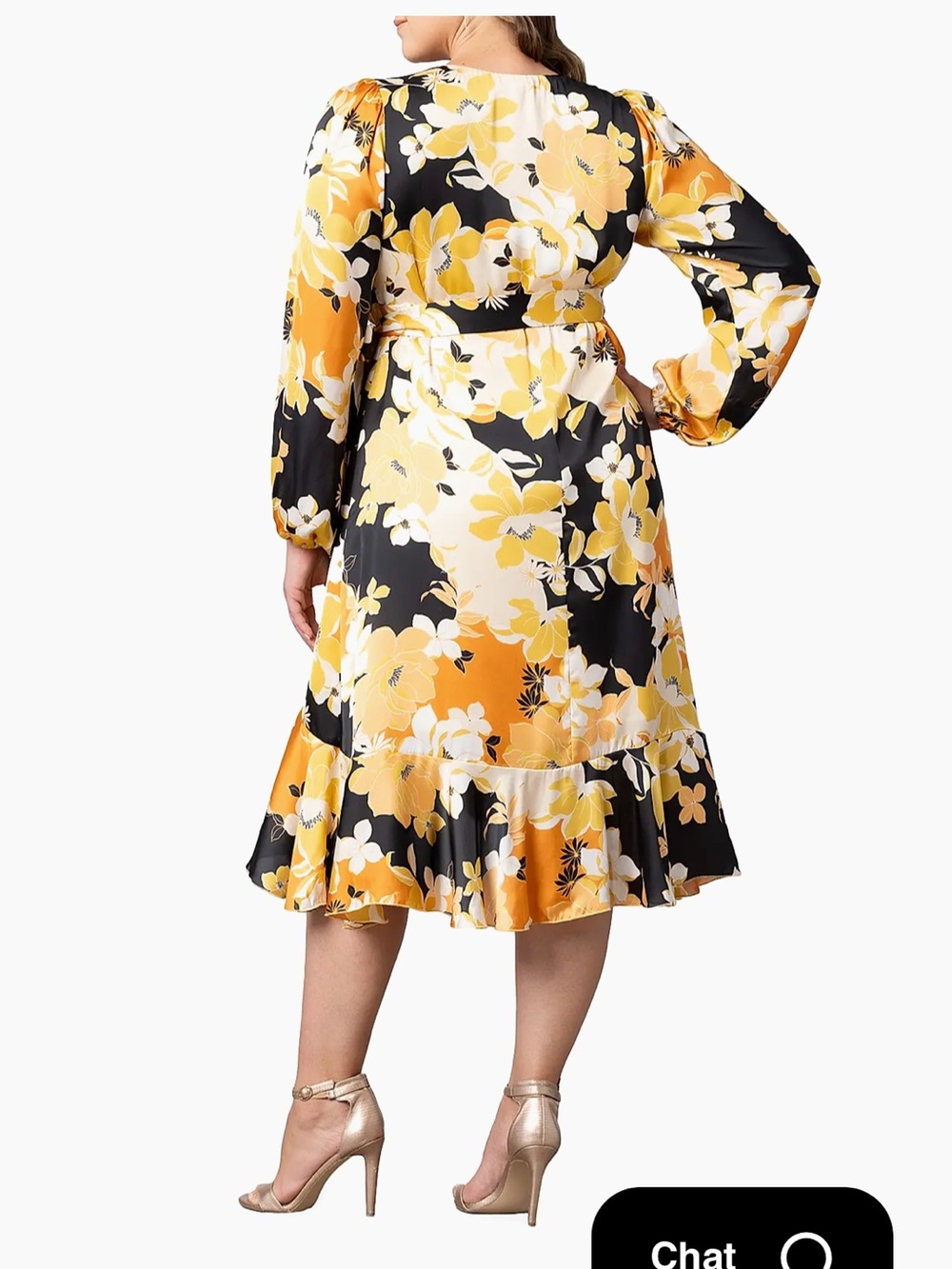 Kiyonna Yellow & Black Floral Fit-and-Flare Midi Dress summer beach cruise $135